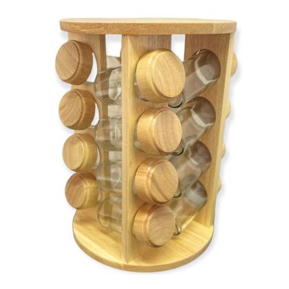 Imagem de Porta Tempero Sal Açucar Temperos Madeira C/ 16 Unidades