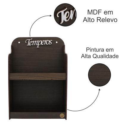 Imagem de Porta Temperos 6 Potes Mesa Parede em Mdf Pintado Pote tempero Condimentos Mantimentos Original