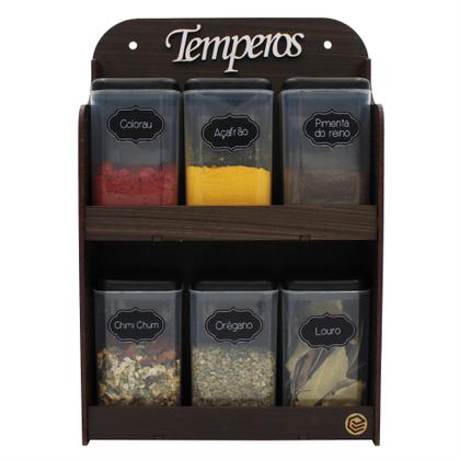 Imagem de Porta Temperos 6 Potes Mesa Parede em Mdf Pintado Pote tempero Condimentos Mantimentos Original