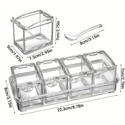 Imagem de Porta Temperos Condimentos Acrílico  C/4 Potes