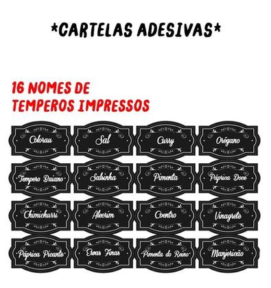 Imagem de Porta Temperos Condimentos MDF kit 04 potes quadrado com Tampa Dosadora Suporte e Adesivos