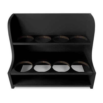 Imagem de Porta Temperos Condimentos MDF kit 8 potes 130ml com Tampa Dosadora Suporte Adesivos de Identificação para Bancada Cozinha