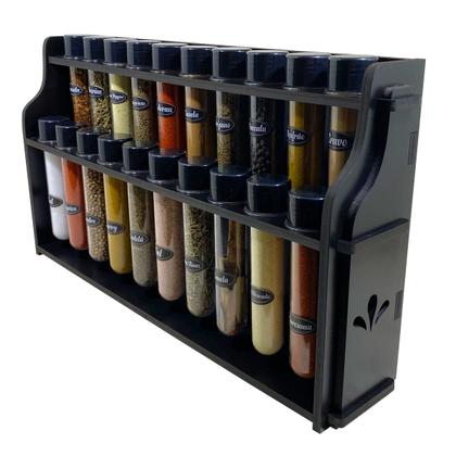Imagem de Porta Temperos/Condimentos MDF kit com 20 Tubetes e Tampas + Suporte + Adesivos *T20