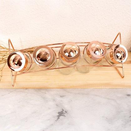 Imagem de Porta Temperos e Condimento C/ Suporte De Metal Rose WellMix 