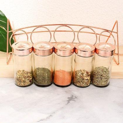 Imagem de Porta Temperos e Condimento C/ Suporte De Metal Rose WellMix 