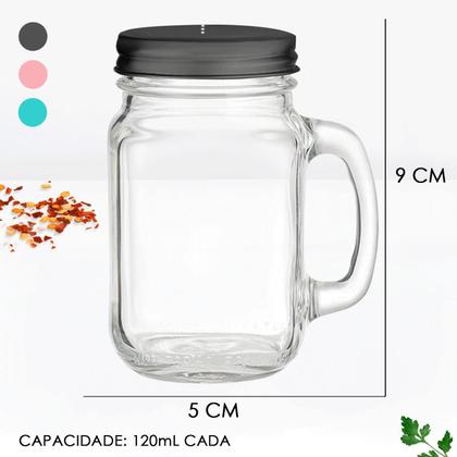 Imagem de Porta Temperos e condimento em vidro sal e pimenta especiarias com Saleiro com tampa Gourmet 