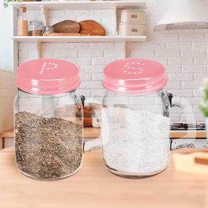 Imagem de Porta Temperos e condimento em vidro sal e pimenta especiarias com Saleiro com tampa Gourmet 