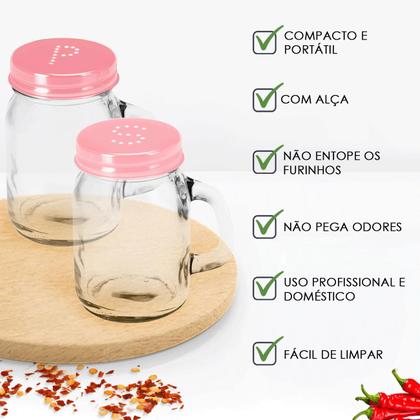 Imagem de Porta Temperos e condimento em vidro sal e pimenta especiarias com Saleiro com tampa Gourmet 