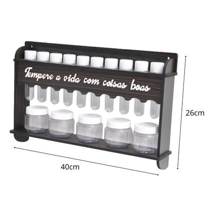 Imagem de Porta Temperos e Condimentos Cozinha Kit 15 potes de Temperos Mdf Luxo