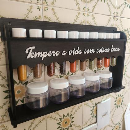 Imagem de Porta Temperos e Condimentos Cozinha Kit 15 potes de Temperos Mdf Luxo