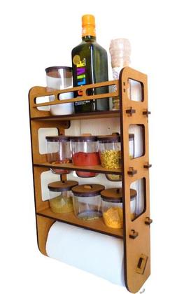 Imagem de Porta temperos e condimentos em mdf kit 7 potes em acrílico