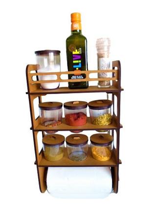 Imagem de Porta temperos e condimentos em mdf kit 7 potes em acrílico