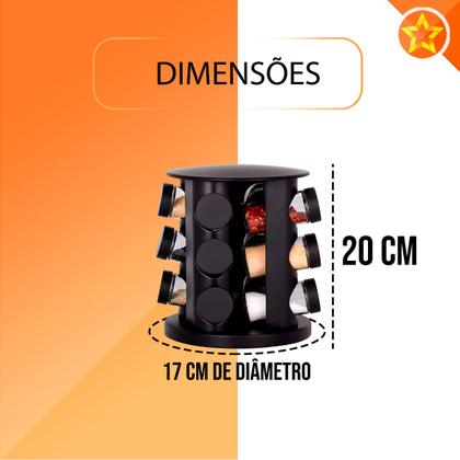 Imagem de Porta Temperos e Condimentos Giratório Com 9 Potes de Vidro