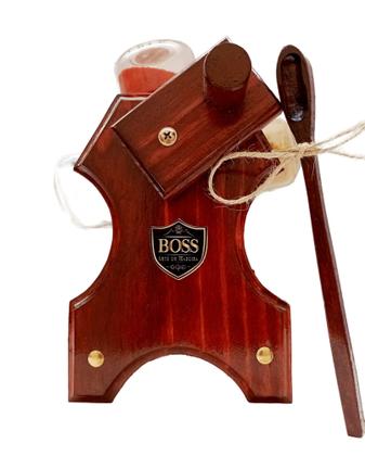 Imagem de Porta temperos giratório com manivela em madeira e 12 potes