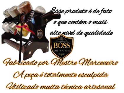 Imagem de Porta temperos giratório com manivela em madeira e 12 potes