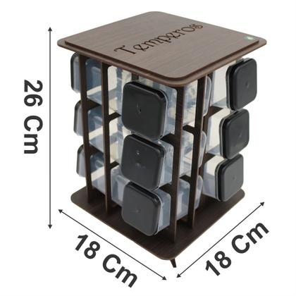 Imagem de Porta Temperos Giratório MDF Pintado para Mesa e Parede com 12 Potes para Condimentos e Mantimentos