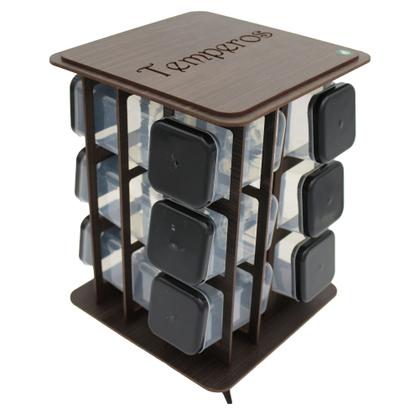 Imagem de Porta Temperos Giratório MDF Pintado para Mesa e Parede com 12 Potes para Condimentos e Mantimentos