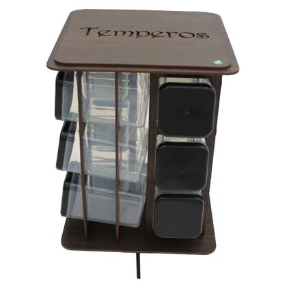 Imagem de Porta Temperos Giratório MDF Pintado para Mesa e Parede com 12 Potes para Condimentos e Mantimentos