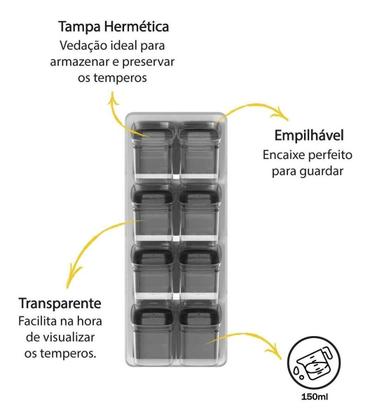 Imagem de Porta Temperos Pote Hermético Organizador Condimentos 9Pçs