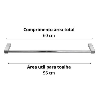 Imagem de Porta Toalha 60cm BSMIX Aço Inox Cromado Parede Banheiro Lavabo Linha Paris