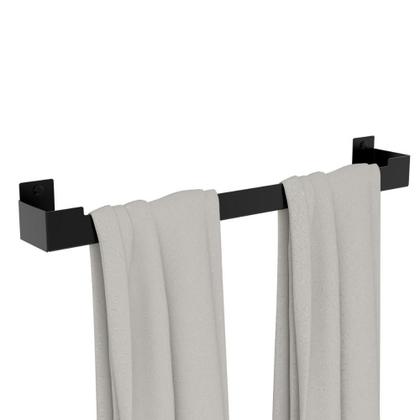 Imagem de Porta Toalha Banho Suporte Banheiro Toalheiro Preto ELG