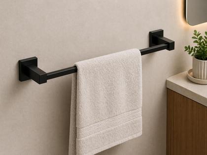 Imagem de Porta Toalha Barra Quadrada Banheiro Luxo Inox Metal 60cm