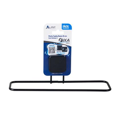 Imagem de Porta Toalha Cabideiro Toalhinha C/ Ventosas Preto Fixo 25cm