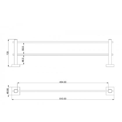 Imagem de Porta toalha de banho duplo toalheiro banheiro lavabo aço inox 304