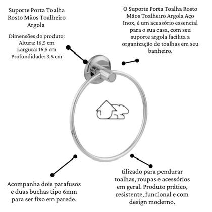 Imagem de Porta Toalha De Rosto Argola Cromado Dupla Fixação 16cm