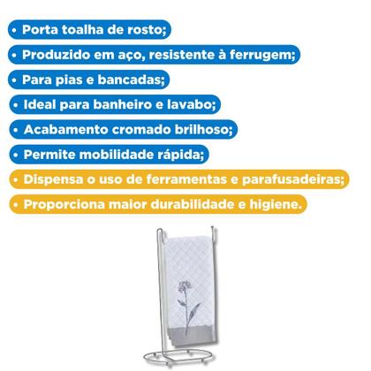 Imagem de Porta Toalha De Rosto Suporte Toalheiro Cromado Bancada Pia Banheiro Lavabo