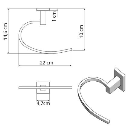 Imagem de Porta Toalha De Rosto Toalheiro Argola Quadrado Aço Inox