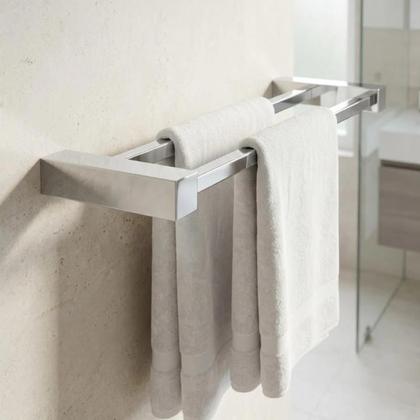 Imagem de Porta Toalha Duplo 60cm BSMIX Aço Inox Cromado Parede Banheiro Lavabo Duas Barras