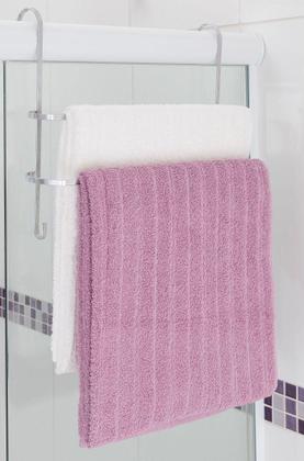 Imagem de Porta Toalha Duplo com 02 Ganchos Toalheiro Cromado Suporte para Box Sem Furo