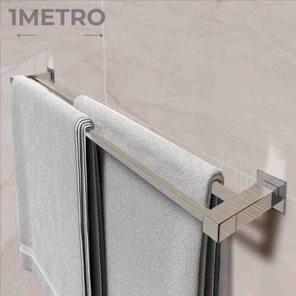 Imagem de Porta Toalha Duplo De Banheiro 1Metro Aço Inox Q-Td100Olt