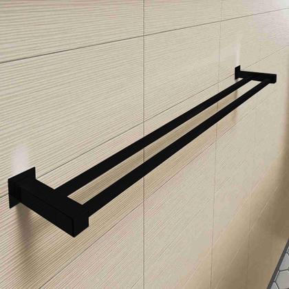 Imagem de Porta Toalha Duplo Inox 60cm Preto Fosco