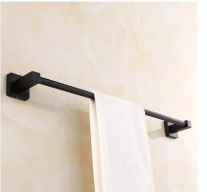 Imagem de Porta Toalha Linear 45cm. Quadrado Dupla Fixação Preto Fosco