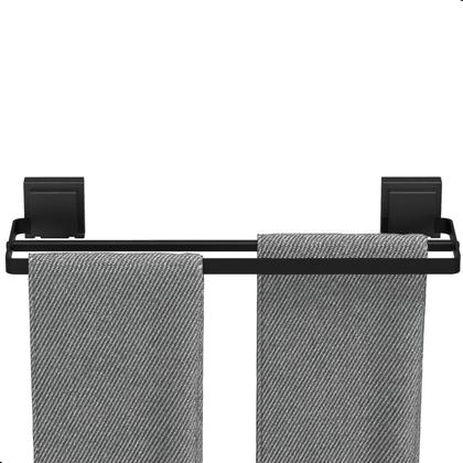 Imagem de Porta Toalha Suporte Toalheiro Com Ventosa Duplo Preto Max