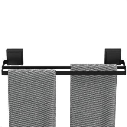 Imagem de Porta Toalha Suporte Toalheiro Com Ventosa Duplo Preto Max