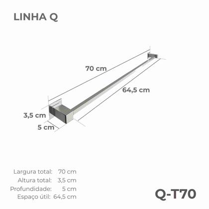 Imagem de Porta Toalha Toalheiro De Banheiro Lavabo 70cm Aço Inox 304 Q-T70