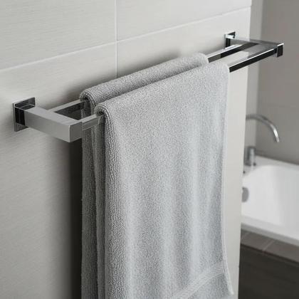 Imagem de Porta Toalha Toalheiro Duplo De Banheiro 70cm Aço Inox 304 Q-TD70