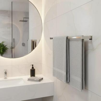 Imagem de Porta Toalha Toalheiro Duplo De Banheiro Lavabo 60cm Aço Inox 304 Q-TD60