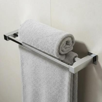 Imagem de Porta Toalha Toalheiro Duplo De Banheiro Lavabo 60cm Aço Inox 304 Q-TD60