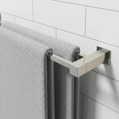 Imagem de Porta Toalha Toalheiro Duplo De Banheiro Lavabo 80cm Aço Inox 304 Q-TD80