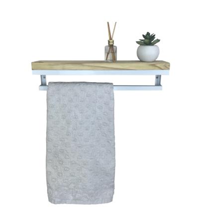 Imagem de Porta Toalhas Strassis Design SD-4004 Metal e Madeira Cor: Branco
