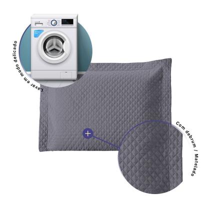 Imagem de Porta Travesseiro Avulso 70cm x 50cm 1 Peça Prime Ultrassônico 100% Poliéster - Cinza
