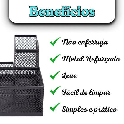 Imagem de Porta Treco, Caneta Organizador de Mesa Metal P/ Escritório