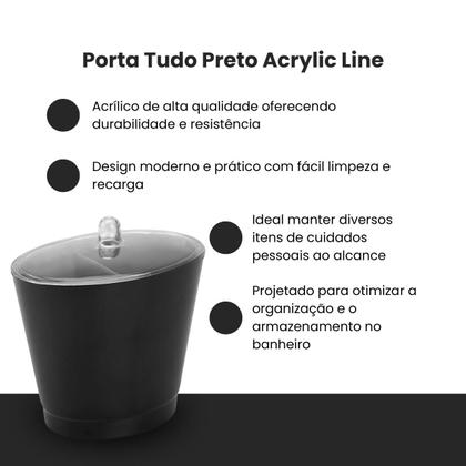 Imagem de Porta Tudo Cotonete Multiuso Preto Acrylic Line Banheiro