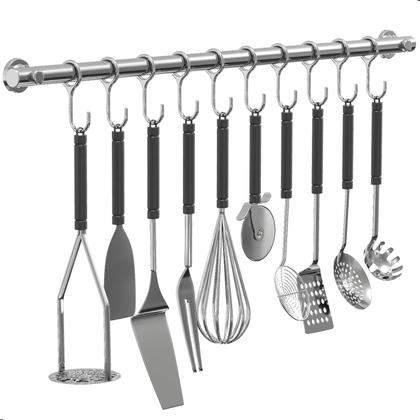 Imagem de Porta Utensílios E Talheres 55cm Com 10 Ganchos Cromado FS