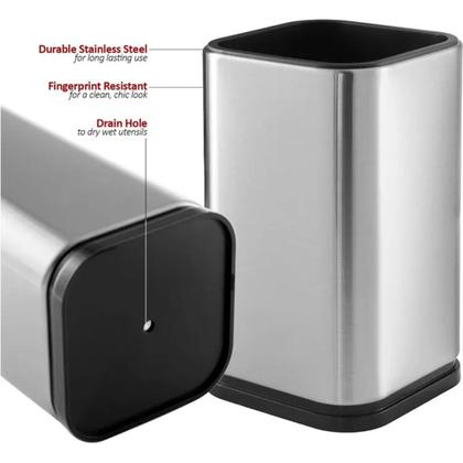 Imagem de Porta Utensílios Suporte Organizador Talheres Inox 17 Cm