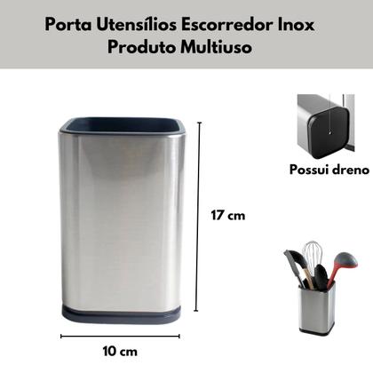 Imagem de Porta Utensílios Suporte Organizador Talheres Inox 17 Cm